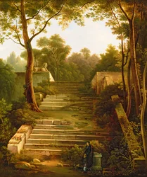 Un artista tra le rovine di un giardino italiano